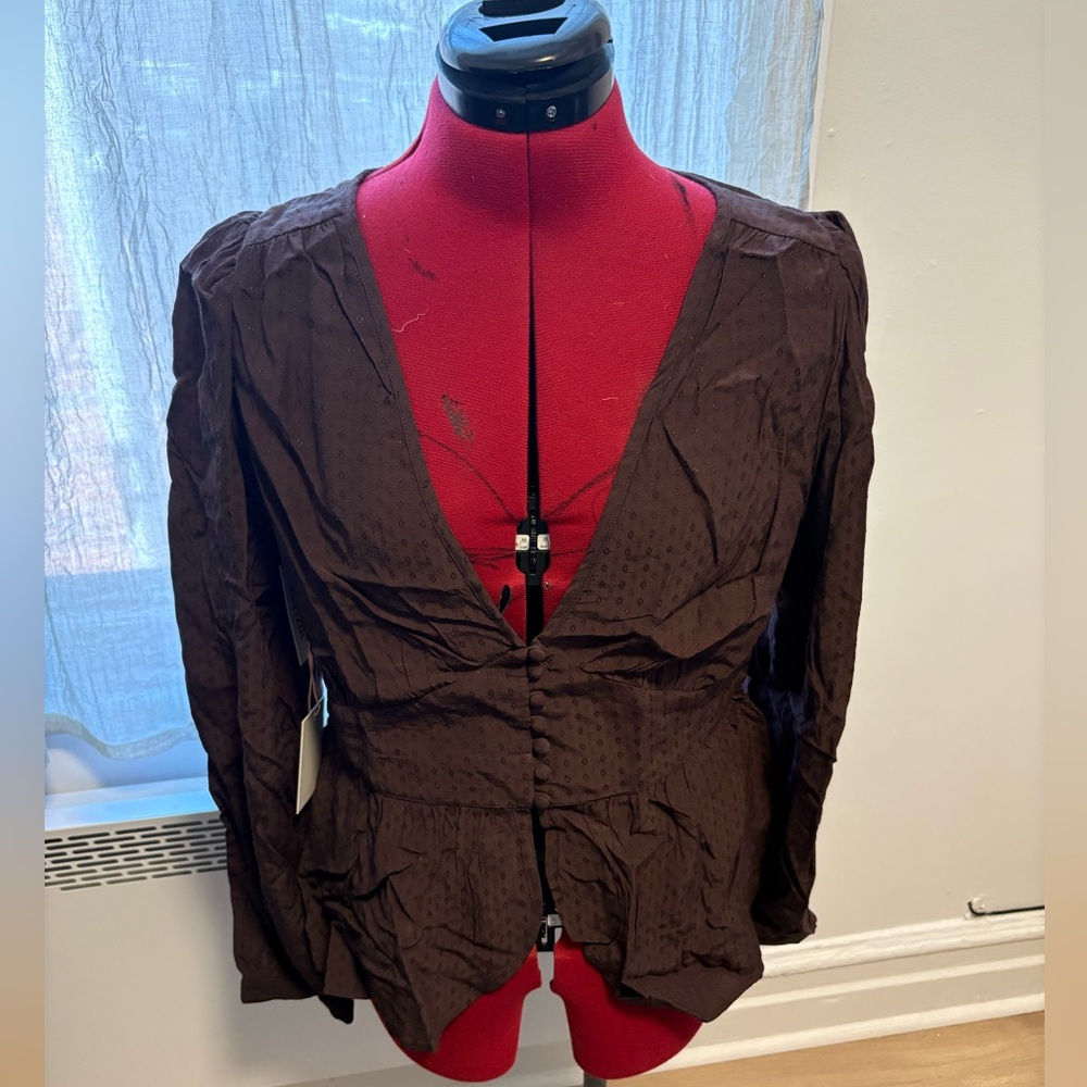 Little Moon Rich Mocha Sardinia Blouse NWT